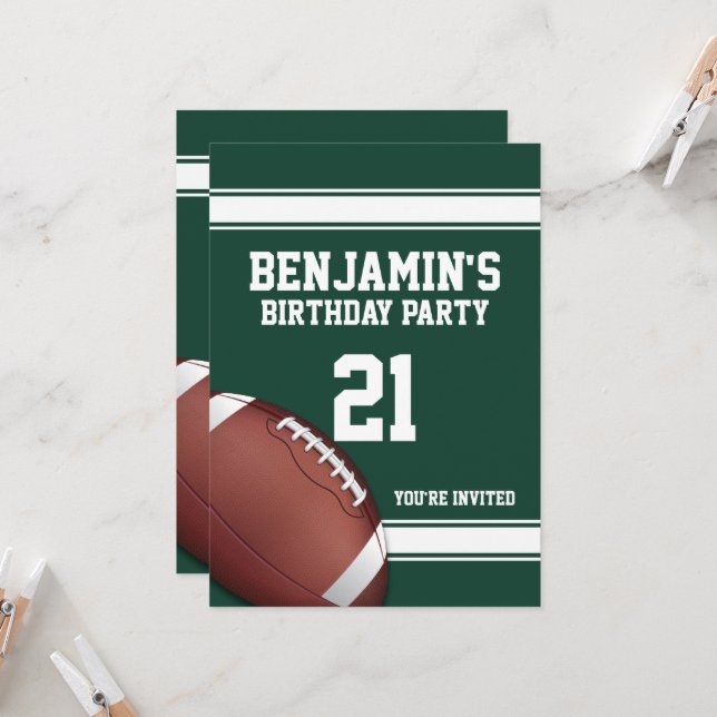 Invitación Fiesta de cumpleaños de franjas verdes y blancas (Anverso/Reverso In Situ)