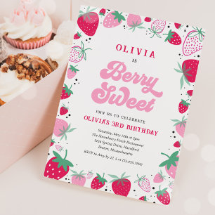 Invitación Fiesta de cumpleaños de fresa cumpleaños Berry Swe