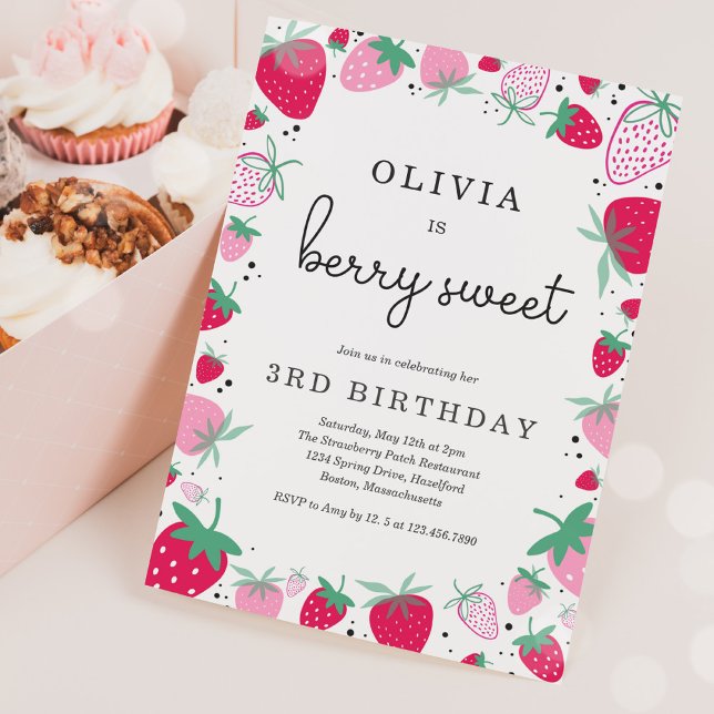 Invitación Fiesta de cumpleaños de fresa cumpleaños Berry Swe (Subido por el creador)