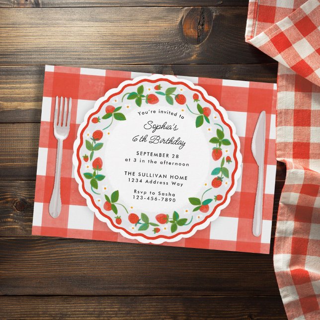 Invitación Fiesta de cumpleaños de fresa dulce Berry (Subido por el creador)