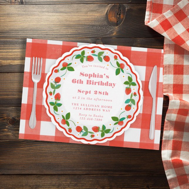 Invitación Fiesta de cumpleaños de fresa dulce Berry (Subido por el creador)