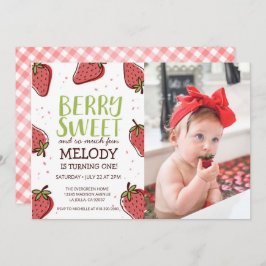 Invitación Fiesta de Cumpleaños de Fresa ・ Fiesta Berry Sweet