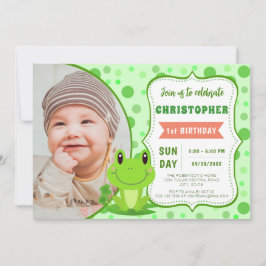 Invitación Fiesta de cumpleaños de Froggy Tema de los puntos 