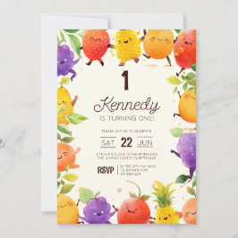 Invitación Fiesta de cumpleaños de fruta bailando