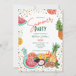 Invitación Fiesta de Cumpleaños de Frutas de Verano Sandía y 