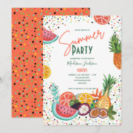 Invitación Fiesta de Cumpleaños de Frutas de Verano Sandía y
