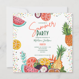 Invitación Fiesta de Cumpleaños de Frutas de Verano Sandía y 