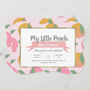 Invitación Fiesta de cumpleaños de frutas del patrón Peach de