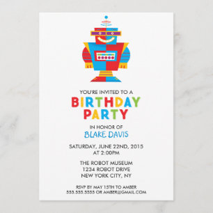 Invitación Fiesta de cumpleaños de Fun Robot