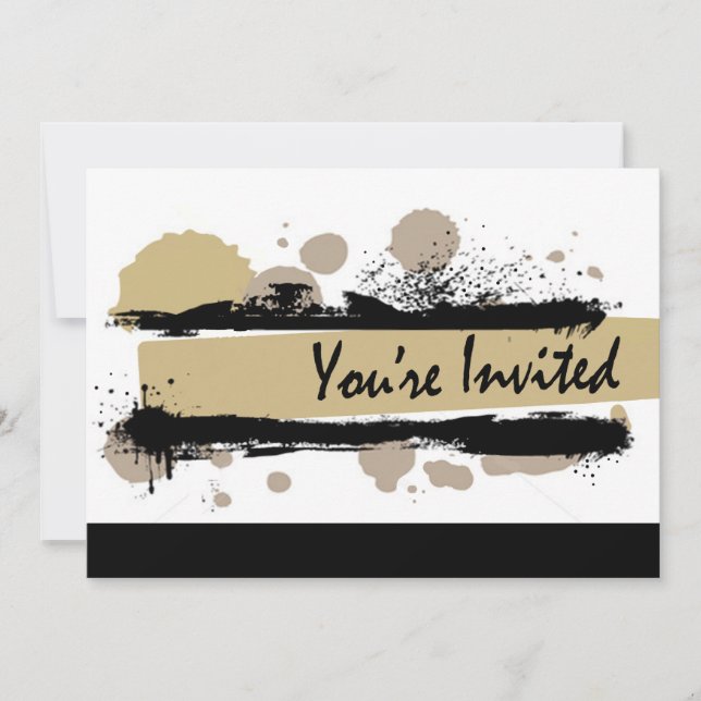 Invitación Fiesta de cumpleaños de Funky Bold Grunge Splatter (Anverso)