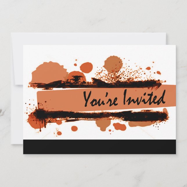Invitación Fiesta de cumpleaños de Funky Bold Grunge Splatter (Anverso)