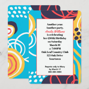 Invitación Fiesta de cumpleaños de Funky Doodles