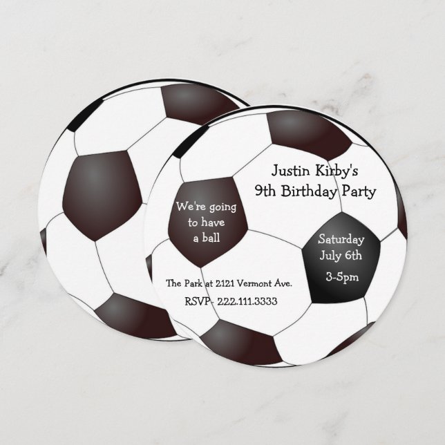Invitación Fiesta de cumpleaños de fútbol (Anverso / Reverso)