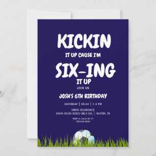 Invitación Fiesta de cumpleaños de fútbol azul para niños de