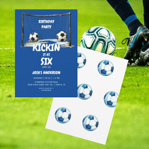 Invitación Fiesta de Cumpleaños de Fútbol Blue Kickin it
