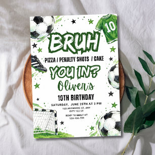 Invitación Fiesta de Cumpleaños de Fútbol BRUH Deportes Juego