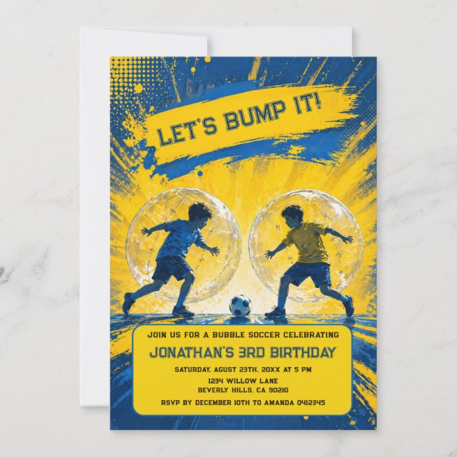 Invitación Fiesta de cumpleaños de fútbol burbuja Knocker Bal (Anverso)