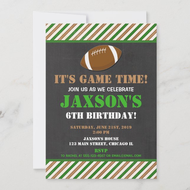 Invitación Fiesta de cumpleaños de fútbol chico de pizarra ne (Anverso)