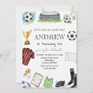 Invitación Fiesta de Cumpleaños de Fútbol con Acuarela Person