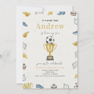 Invitación Fiesta de Cumpleaños de Fútbol con Acuarela Person
