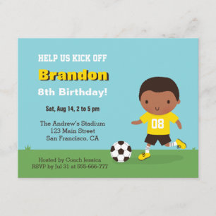 Invitación Fiesta de Cumpleaños de Fútbol de un Lindo Niño Af