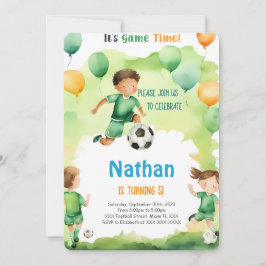 Invitación Fiesta de cumpleaños de fútbol editable