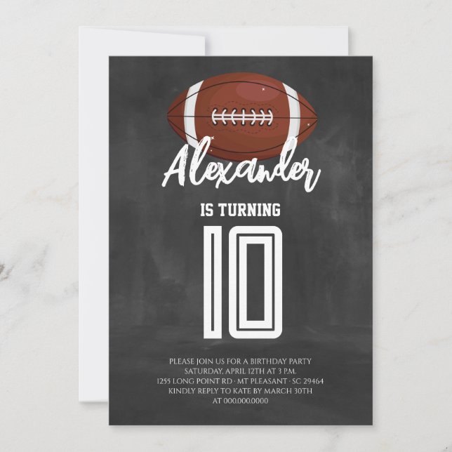 Invitación Fiesta de Cumpleaños de Fútbol en Pizarra (Anverso)