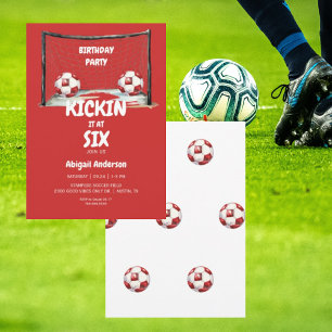Invitación Fiesta de cumpleaños de fútbol Kickin it roja