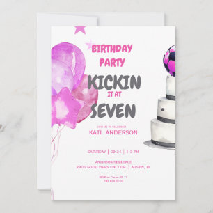 Invitación Fiesta de cumpleaños de fútbol Kickin it rosa
