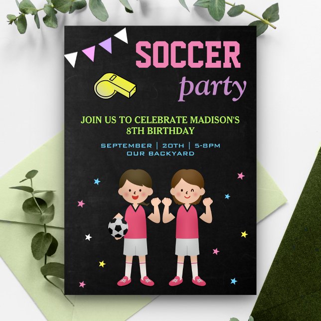 Invitación Fiesta de Cumpleaños de Fútbol para Niñas con Tema (Subido por el creador)