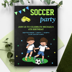 Invitación Fiesta de Cumpleaños de Fútbol para Niños con Tema