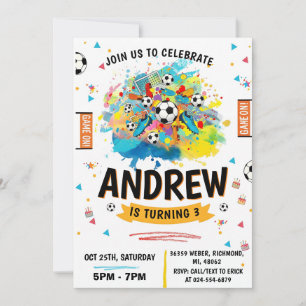 Invitación Fiesta de Cumpleaños de Fútbol Personalizada