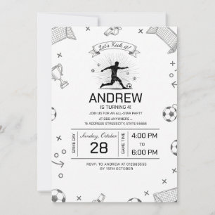 Invitación Fiesta de cumpleaños de fútbol personalizada