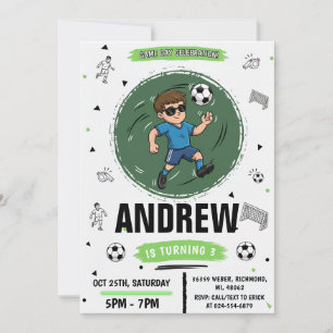 Invitación Fiesta de Cumpleaños de Fútbol Personalizada