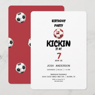 Invitación Fiesta de cumpleaños de fútbol Red Kickin it para 