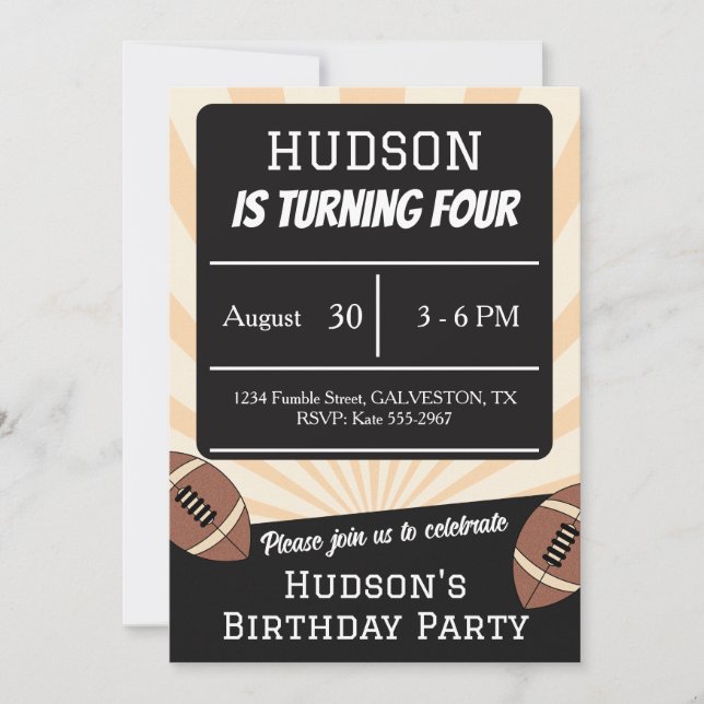 Invitación Fiesta de Cumpleaños de Fútbol Retro (Anverso)