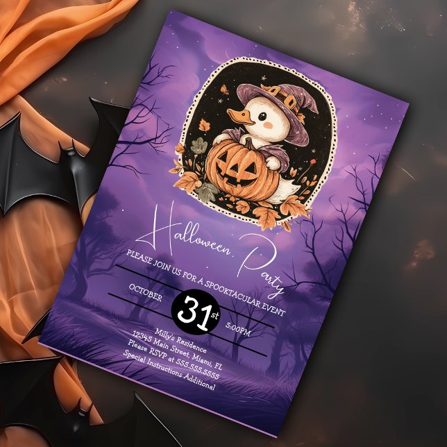 Invitación Fiesta de cumpleaños de ganso de Halloween lindo (Subido por el creador)