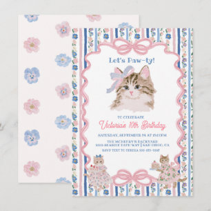 Invitación Fiesta de cumpleaños de gatita femenina 