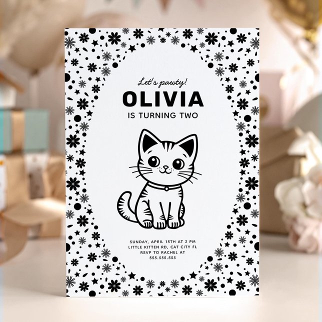 Invitación Fiesta de cumpleaños de gatito (Subido por el creador)