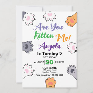 Invitación Fiesta de Cumpleaños de Gatito Adorable