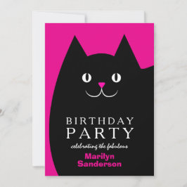 Invitación Fiesta de cumpleaños de gatito negro
