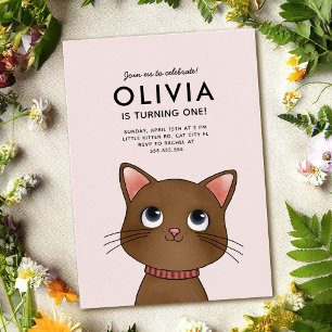 Invitación Fiesta de cumpleaños de gatito pequeño