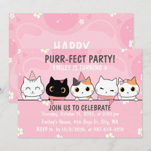 Invitación Fiesta de cumpleaños de gatito perfecta