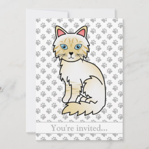 Invitación Fiesta de cumpleaños de gato atigrado Birman/Ragdo