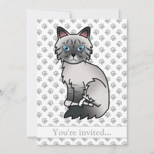 Invitación Fiesta de Cumpleaños de Gato Azul Point Tabby Birm