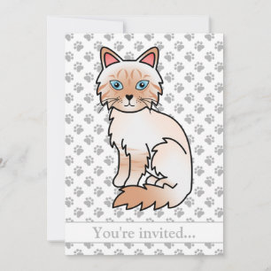 Invitación Fiesta de Cumpleaños de Gato Birman/Ragdoll Atigra