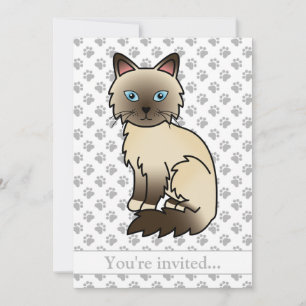 Invitación Fiesta de Cumpleaños de Gato Birman/Ragdoll Chocol