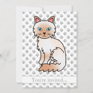 Invitación Fiesta de cumpleaños de gato Birman/Ragdoll de pun