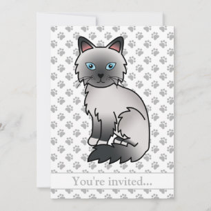 Invitación Fiesta de cumpleaños de gato Birman/Ragdoll de pun