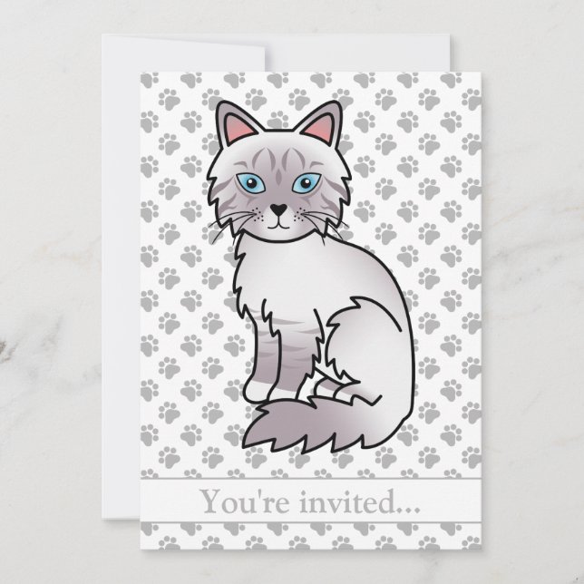 Invitación Fiesta de cumpleaños de gato Birmanio atigrado de  (Anverso)